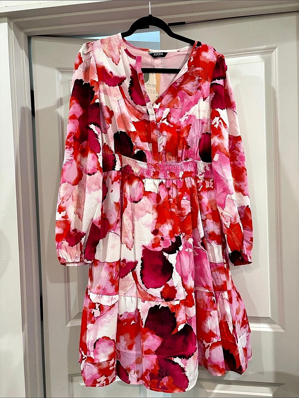 BTFBM Floral Mini Dress in Pink & Red Like New